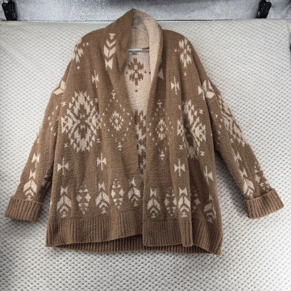 Knox Rose Women's Open Front Cardigan Sweater Medium Brown Tan‎ Nordic